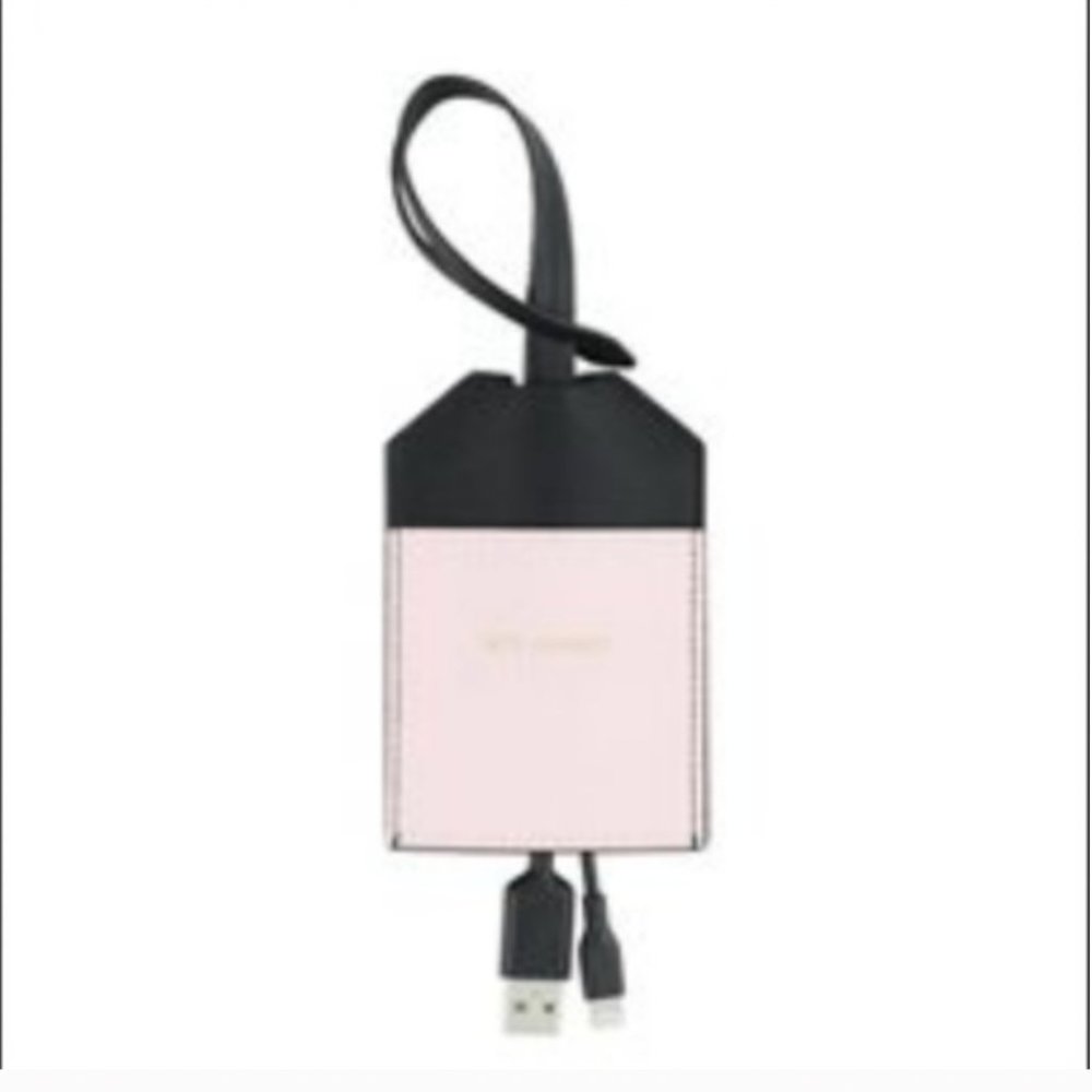 Kate Spade Portable Lightning Cable - Black/Rose pink nwt